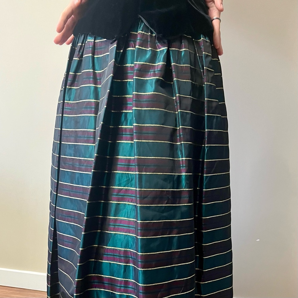 GUNNE SAX Rare 80s Vintage Formal Dress Velvet Metallic Striped - Picture 9 of 11